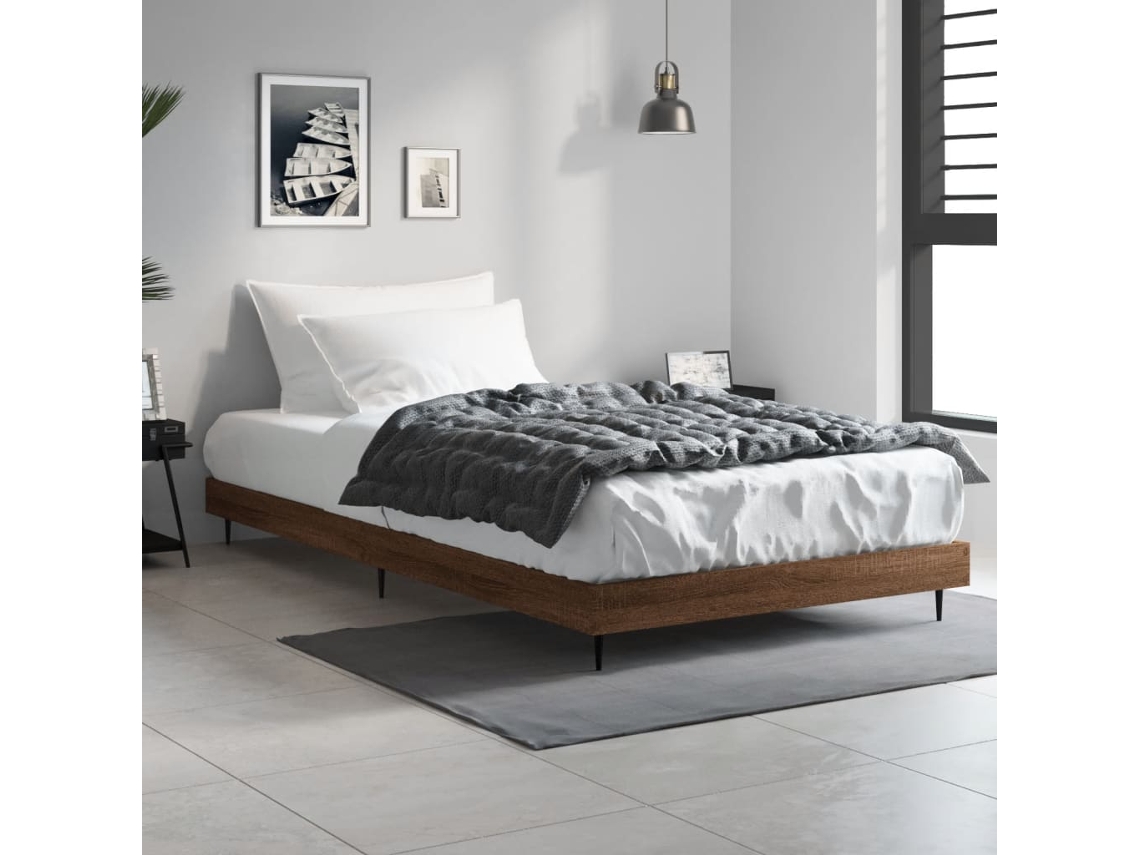 Estructura De Cama Sin Colchón Madera Marrón Roble 90x190 Cm