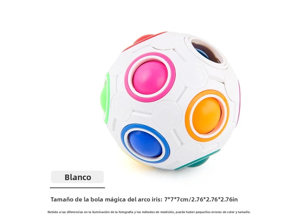 Pelota de rompecabezas arcoíris blanca, juguete antiestrés, divertido juego de combinación de colores para aliviar el estrés, regalo ideal de Mdug