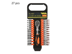 Juego De Herramientas Profesional De 27 Piezas Con Llave De Vaso De 1/4", Llave De Tubo De Acero Cromo-vanadio Para Reparaciones.