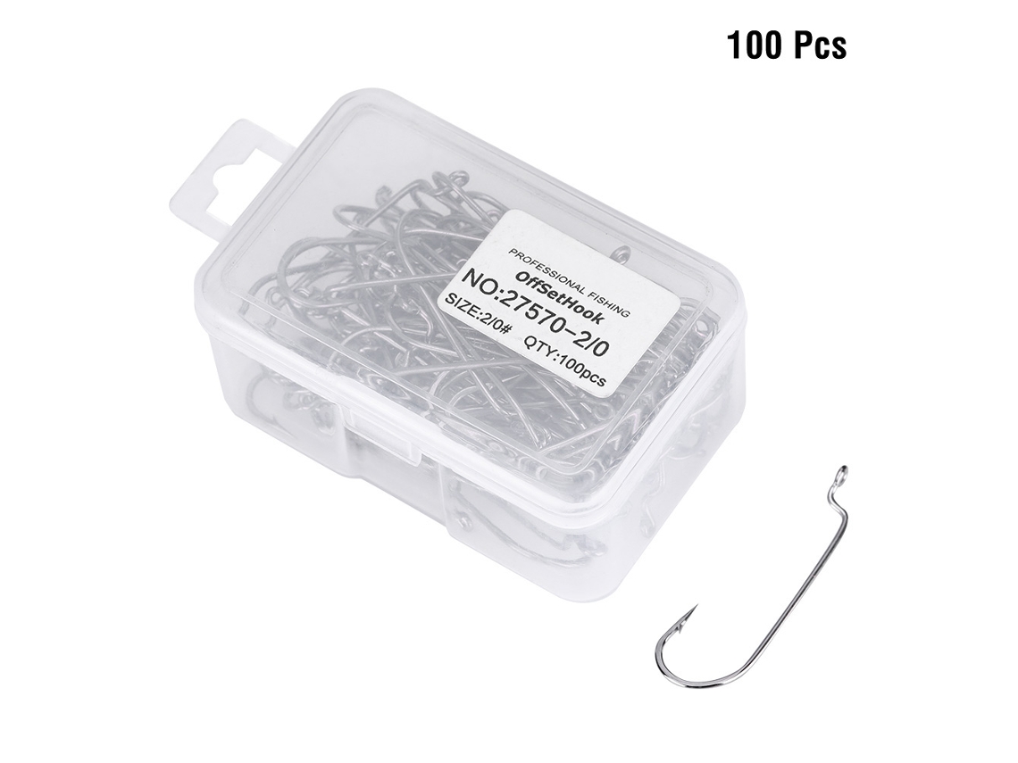 Kit de 100 anzuelos de carbono para cebo, tamaño 2/0, para pesca.