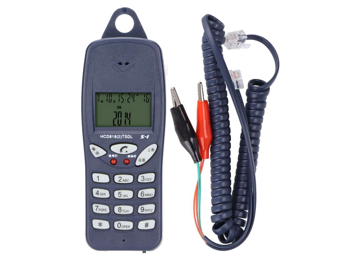 Testador de linha telefônica dedicado com retorno de chamada, identificação de chamadas FSK e DTMF para telecomunicações.