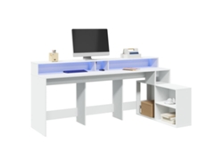 Escritorio con luz LED madera ingeniería blanco 200x104x91 cm