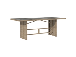 Mesa de jardín con tablero de cristal MAISON EXCLUSIVE Pata de mimbre Beige (190x80x74 cm)