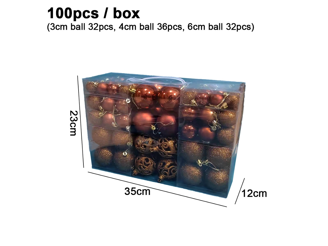 Juego de adornos de bolas de Navidad Decoraciones de temporada de árbol de Navidad para la decoración del banquete de boda de vacaciones, marrón