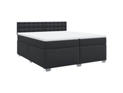 Maison Exclusive - Cama Box Spring Con Colchón Cuero Sintético Negro 200x200 Cm