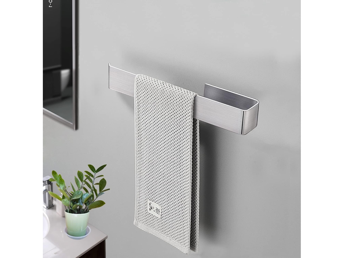 Toallero autoadhesivo de acero inoxidable plateado Jortmrd para baño