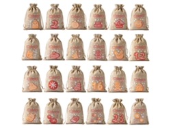 24 bolsas navideñas de yute con cordón, 5,5 x 4 pulgadas (06)