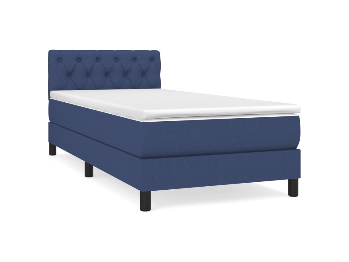 Maison Exclusive - Cama Box Spring Con Colchón Tela Azul 80x200 Cm