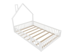 Cama infantil, madera maciza de pino, requiere montaje, blanca - 140x190-a