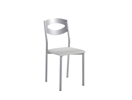 Silla de cocina Olga aluminio 38x86x47cm Polipiel Plata FANMUEBLES