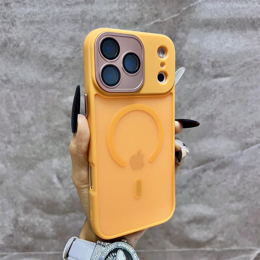 (iphone 17, Naranja) Funda Transparente De Carga Inalámbrica Para Iphone, Compatible Con Magsafe.