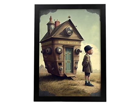 NACNIC Poster Oficina Móvil En Estilo Surrealismo Cinematográfico Ilustraciones Y Grabados De Historieta Abstracta Y Artística A4 Marcos Negros