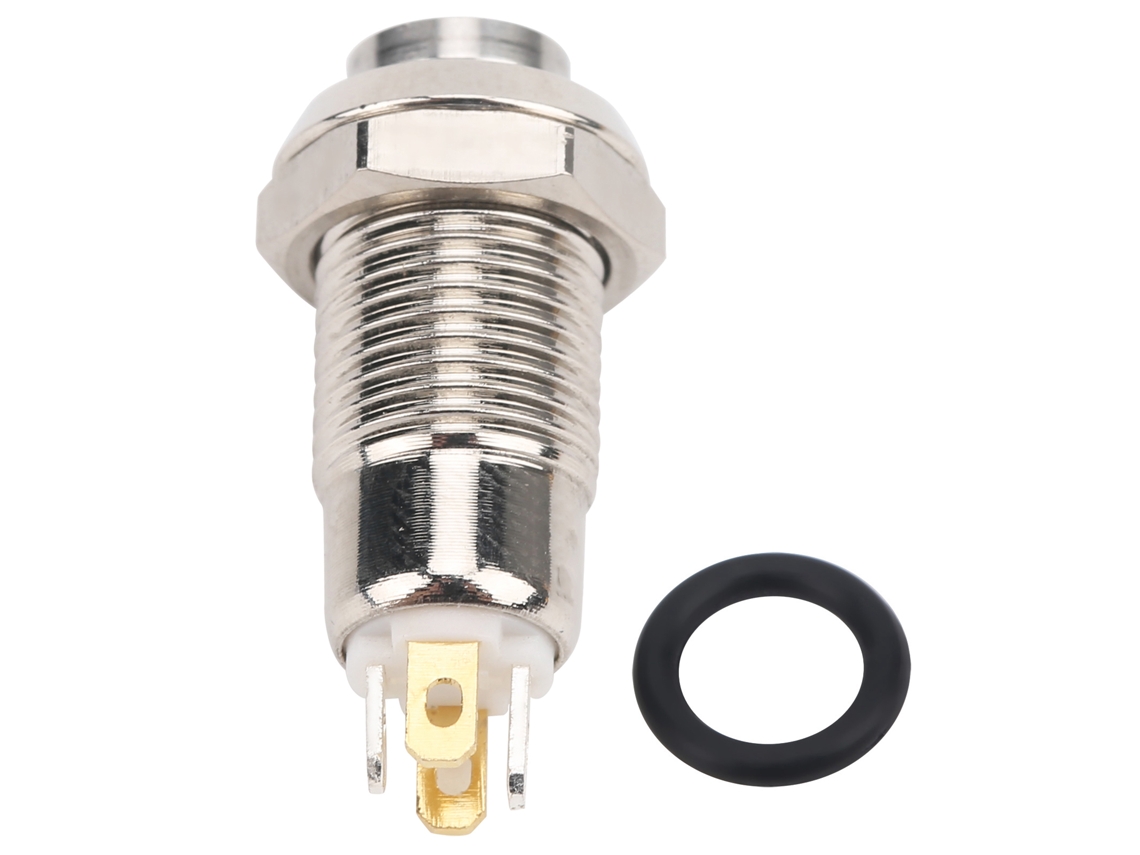 Pulsador Momentáneo De 8 Mm Con Luz Azul, 3 V, Resistente Al Agua Ip65, Acero Inoxidable.