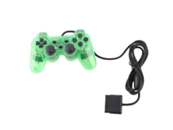 Controlador De Juego Cableado (doble Vibración, Transparente) Para Ps2. Agarre Cómodo. Verde