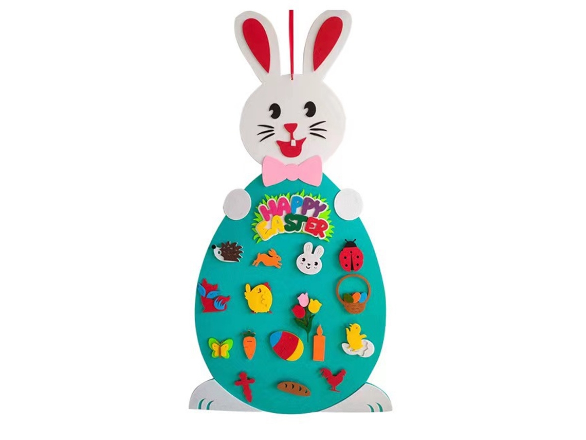 Kit de manualidades de conejito de Pascua para hacer tú mismo, kit de manualidades de fieltro con adornos plegables para que los niños jueguen creativomente, tablero de fieltro reutilizable para decorar.