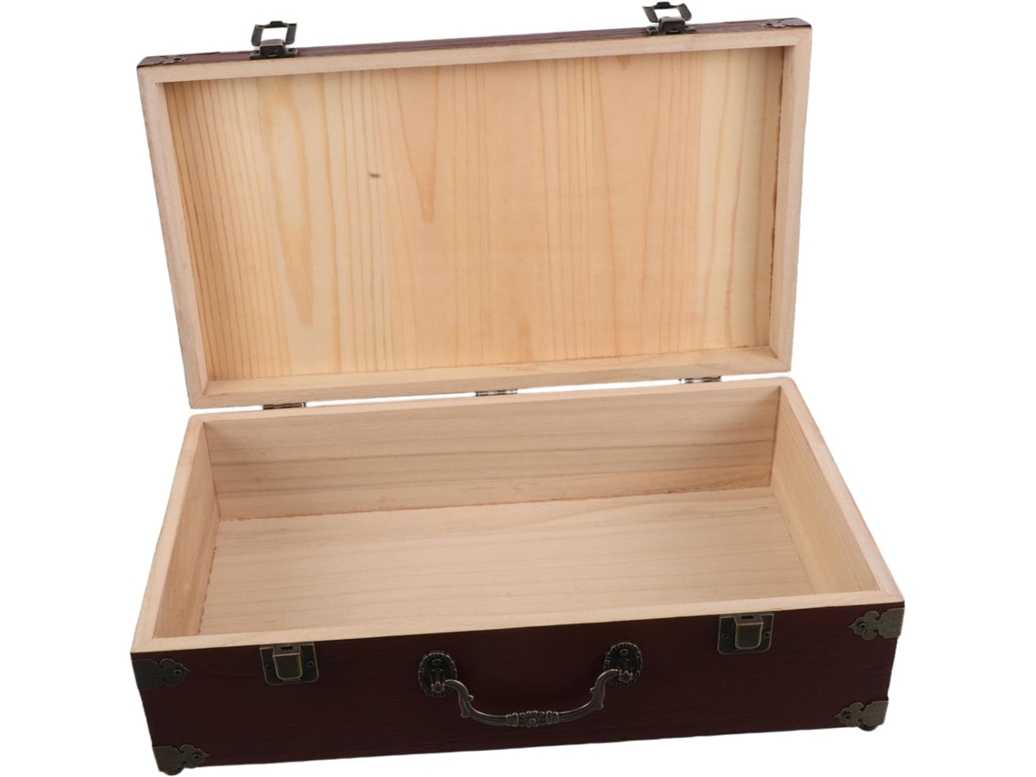 Caja De Almacenamiento De Madera Vintage Con Asa, Caja Multiusos Para Guardar Tarjetas Y Joyas.