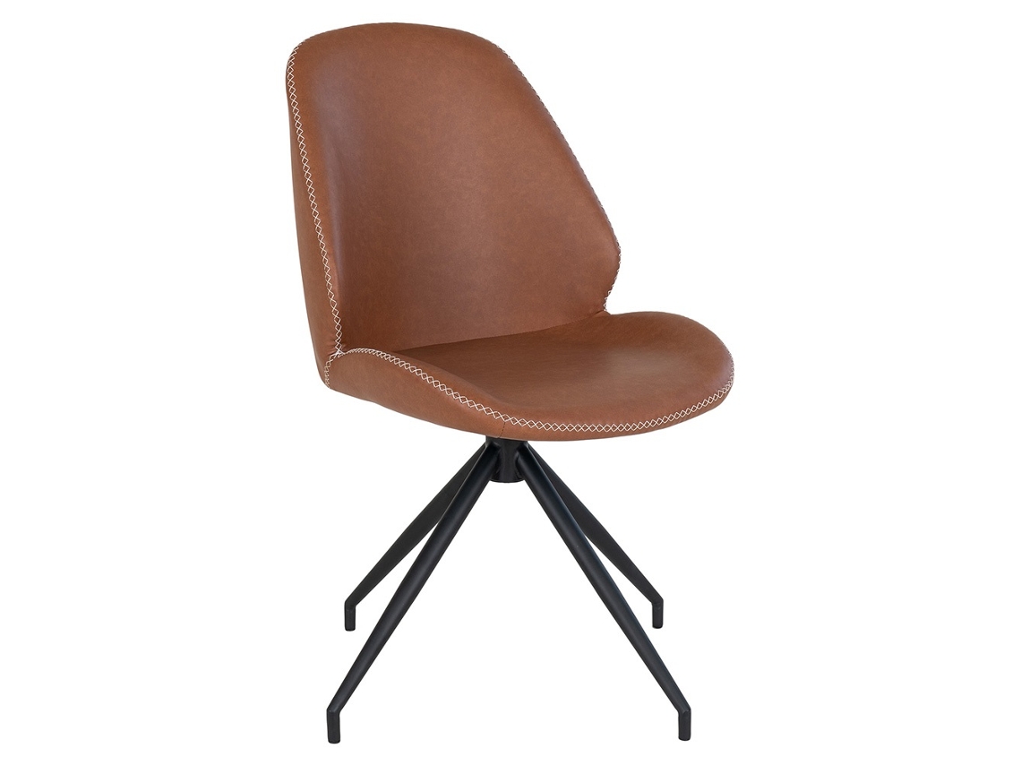 Cadeira para Sala de Jantar Gerona Castanho Vintage Couro Artificial SEDERO