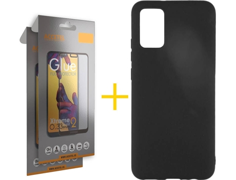 Kit Funda + Protector de Pantalla Samsung A02s ACCETEL Cristal Templado 3327 Negro