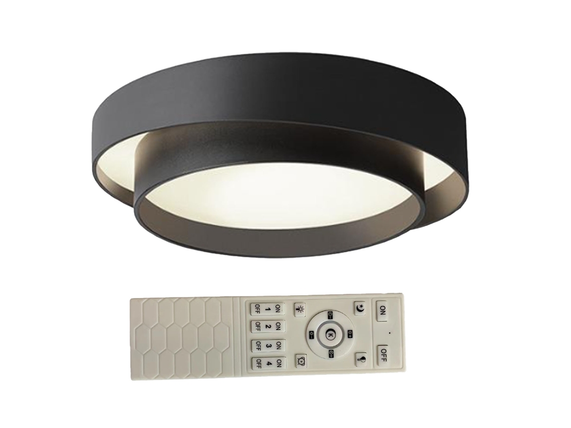 Bj-luz De Teto Para Quarto 45w Regulável Sem Escalas Com Controle Remoto Led Embutido Redondo Preto 30x14cm