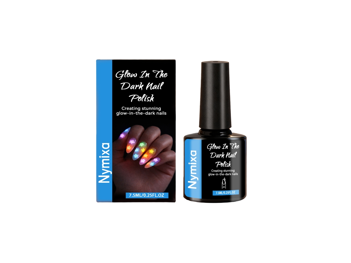 Esmalte de uñas azul cielo que brilla en la oscuridad
