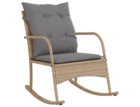 Silla mecedora de jardín VIDAXL con cojines ratán sintético beige