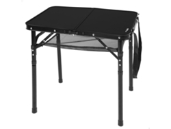 AKTIVE Mesa plegable camping maletín pequeña, ajustable en altura y antideslizante negra c/red