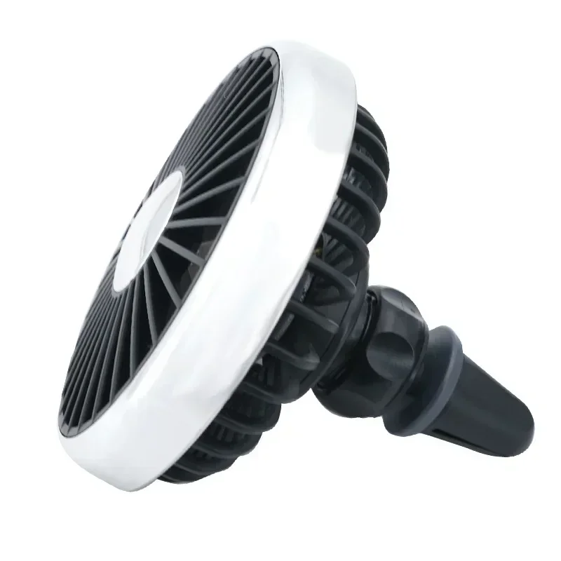 Suporte Simples Para Ventilador Automotivo (prata-escura), Com Ventilador De Circulação De Ar Giratório De 360° E Três Níveis De Velocidade.
