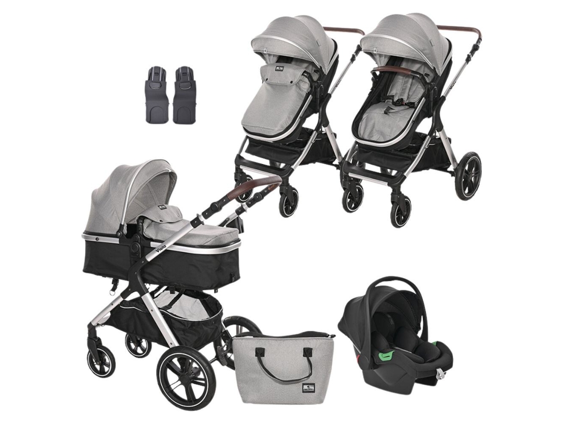 Carrito de bebé trío VIOLA hasta 22 Kg de LORELLI Opaline Grey