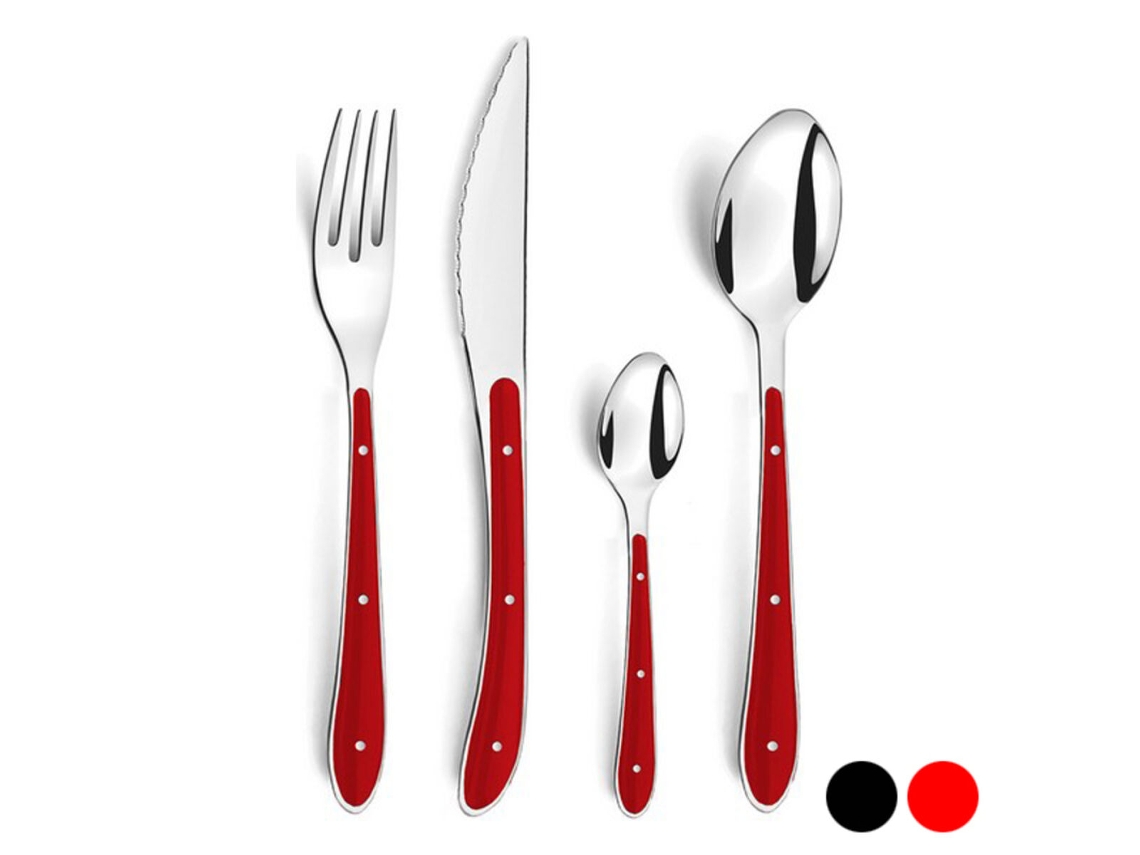 Juego de Cubiertos AMEFA Bistro Metal Bicolor 24 Piezas (Negro - 9,2 cm)