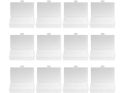 Juego De 12 Pequeñas Cajas De Almacenamiento Rectangulares De Plástico Transparente Con Tapa.