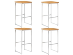 Sillas de bar (4 piezas), madera maciza de acacia y acero inoxidable, Dkd Home Decor