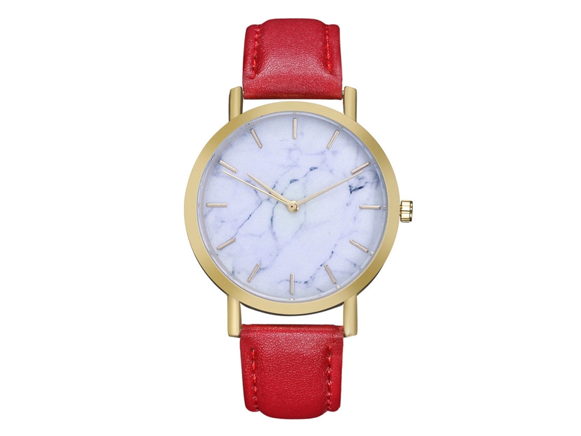 Reloj De Pulsera De Cuero Moderno Zhoulianfa Unisex De Cuarzo Rojo