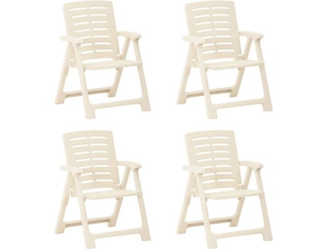 Conjunto 4 Silla de jardín VIDAXL Blanco Plástico (56x59x82 cm)
