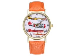Elegante Reloj De Pulsera De Cuarzo Con Correa De Cuero Luminiscente (naranja).