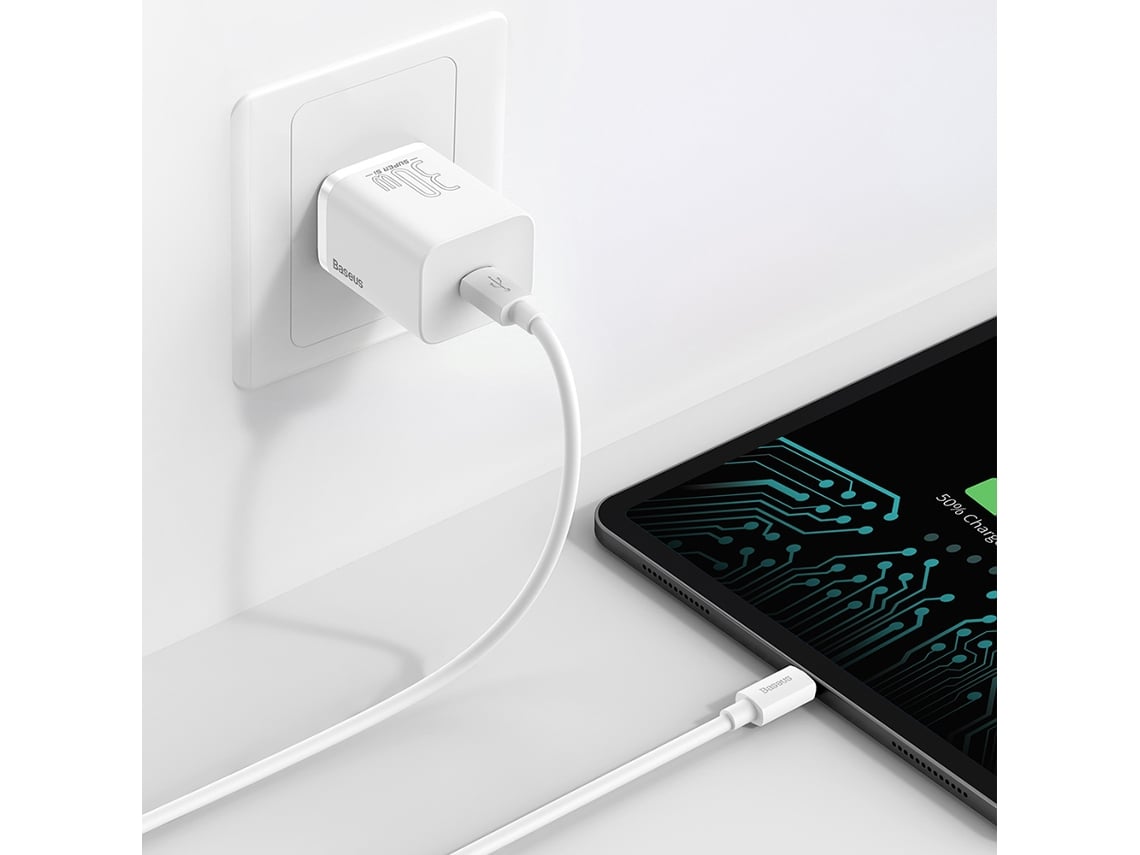 Carregador Rápido Baseus Gan3 30w Pd Usb C Com Pd3.0 Qc3.0 Pps Para Iphone 13 12 Pro Max Ipad Pro Macbook