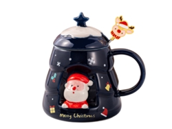 KOFIHETY Taza Creativa de Navidad de Alto Color Vaso de Cerámica con Tapa y Cuchara Regalo Práctico en Caja de Regalo