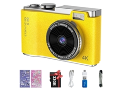 Mini Cámara Digital Compacta 4k Hd Pantalla 32g De 24 Pulgadas Amarilla Veanxin