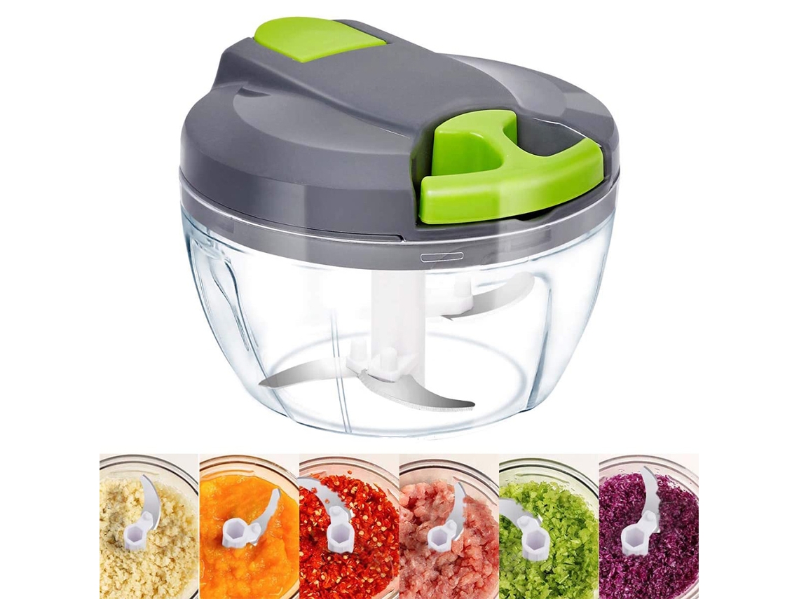Rallador Manual De Alimentos Con 3 Cuchillas, Procesador Manual Portátil Para Verduras, Frutas Y Carne, 500 Ml.