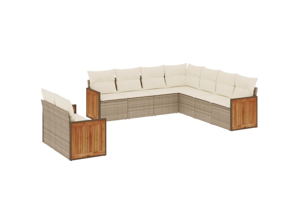 Conjunto 9 de sofás de jardín VIDAXL con cojines ratán sintético beige
