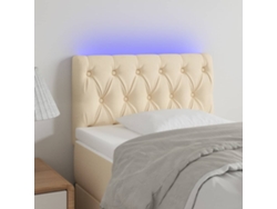 Cabecero Con Led De Tela Color Crema 80x7x78/88 Cm