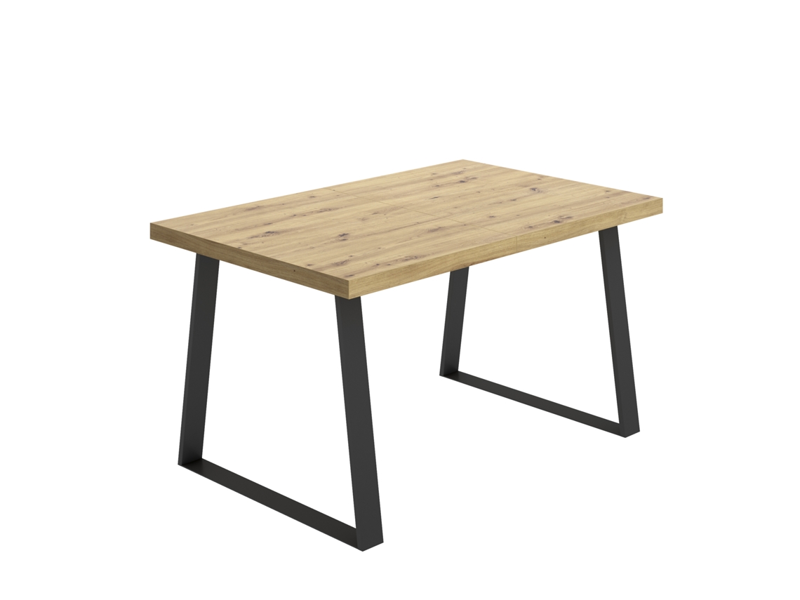 Mesa de Comedor DEKIT Aran con patas de metal (Marrón - Melamina - 76x120-160x90 cm)