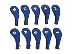 2026-10 Fundas Para Cabezas De Hierros De Golf Con Número Impreso Neopreno Cremallera Azul Real Negro