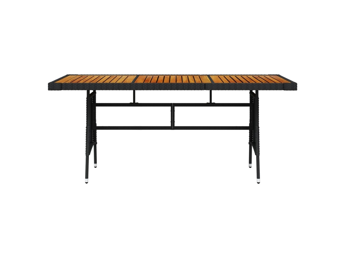 Maison Exclusive - Mesa De Jardín Ratán Pe Y Acacia Maciza Negro 160x70x72 Cm