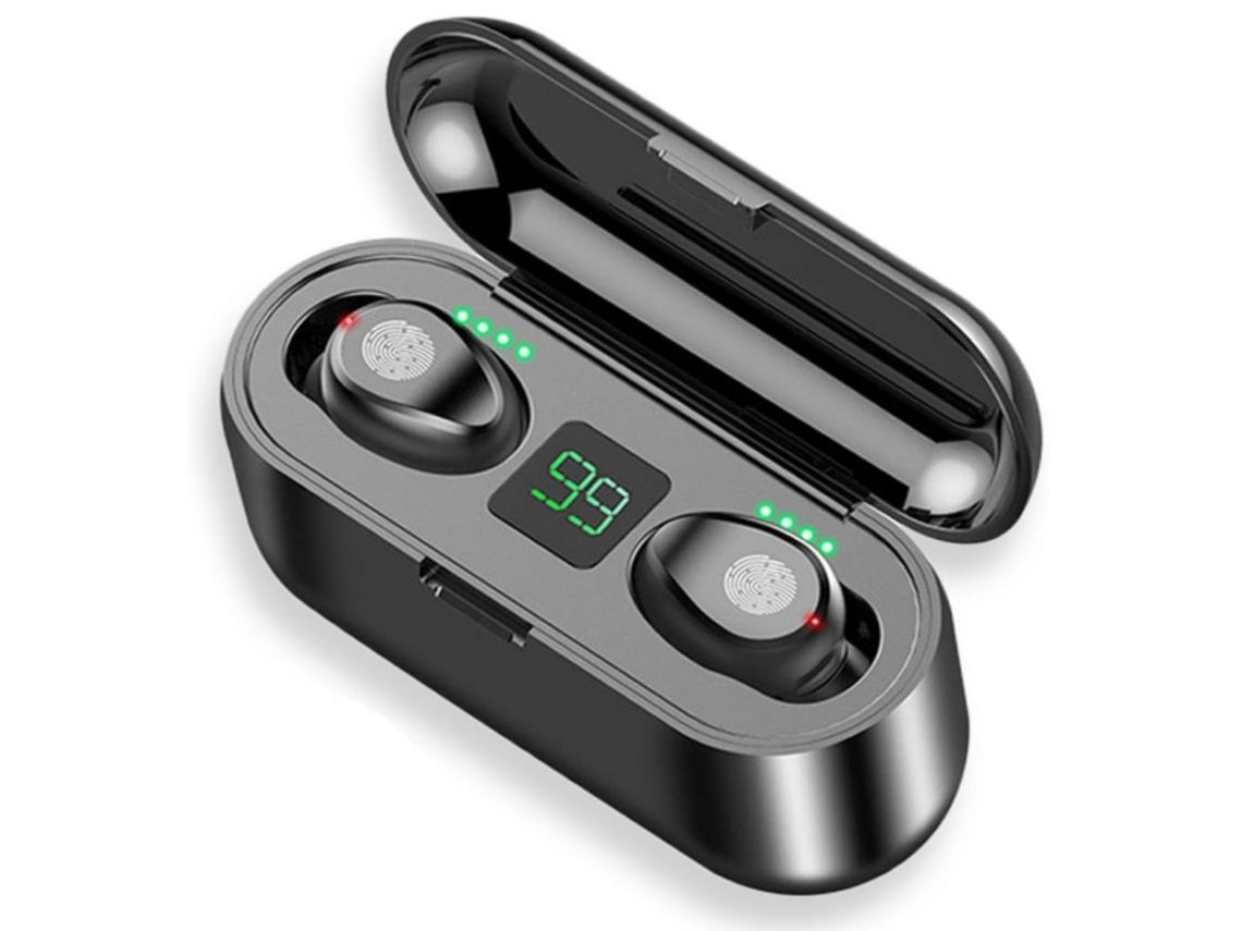 YEMAESRE Auriculares Bluetooth Sin Carga USB Pantalla Digital LCD con Cancelación de Ruido Negro