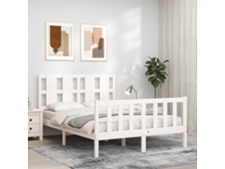 Marco de Cama con Cabecero Madera Blanco (140x190cm)