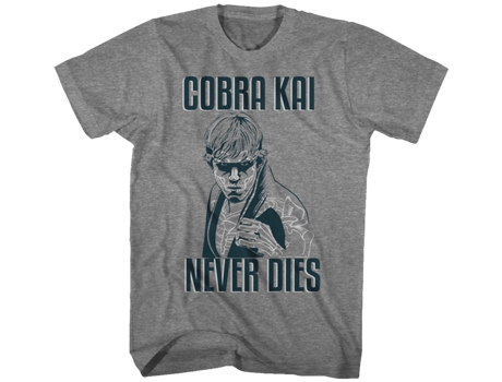Camiseta Unisexo DEEPSTONE Karate Kid Cobra Kai Never Dies Brezo de grafito (XXL)