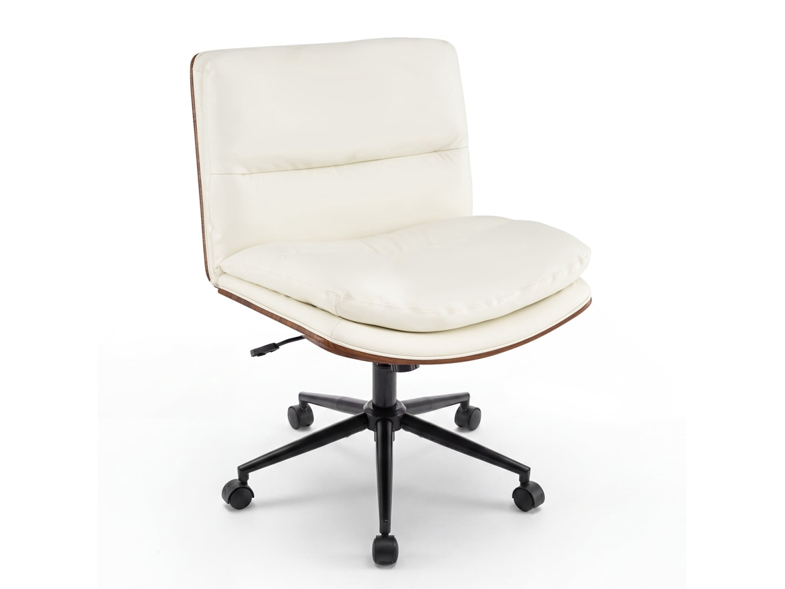 Silla de oficina NORTHIX con brazos acolchados, piel sintética, color gris.
