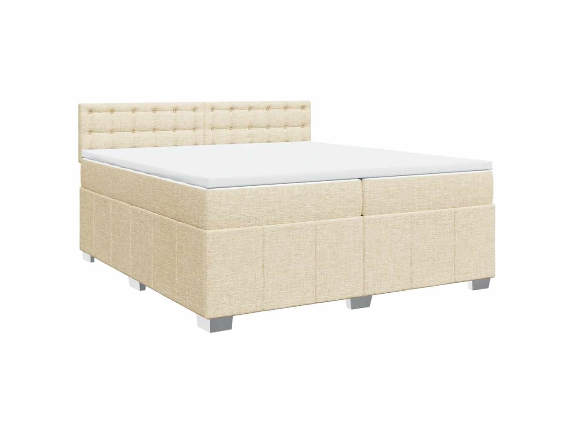 Maison Exclusive - Cama Box Spring Con Colchón Tela Color Crema 200x200 Cm