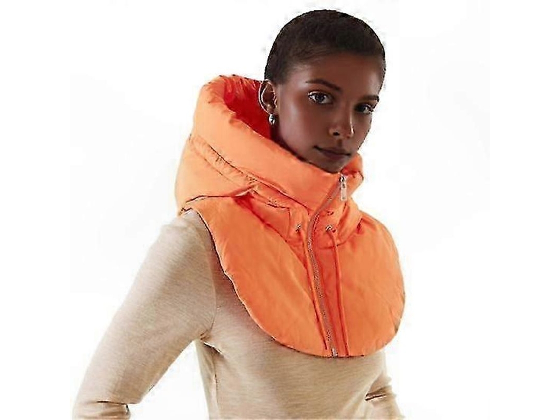 Chaleco Sin Mangas Con Capucha Para Mujer Invierno Abrigo Cierre Cremallera Relleno Calient M Naranja