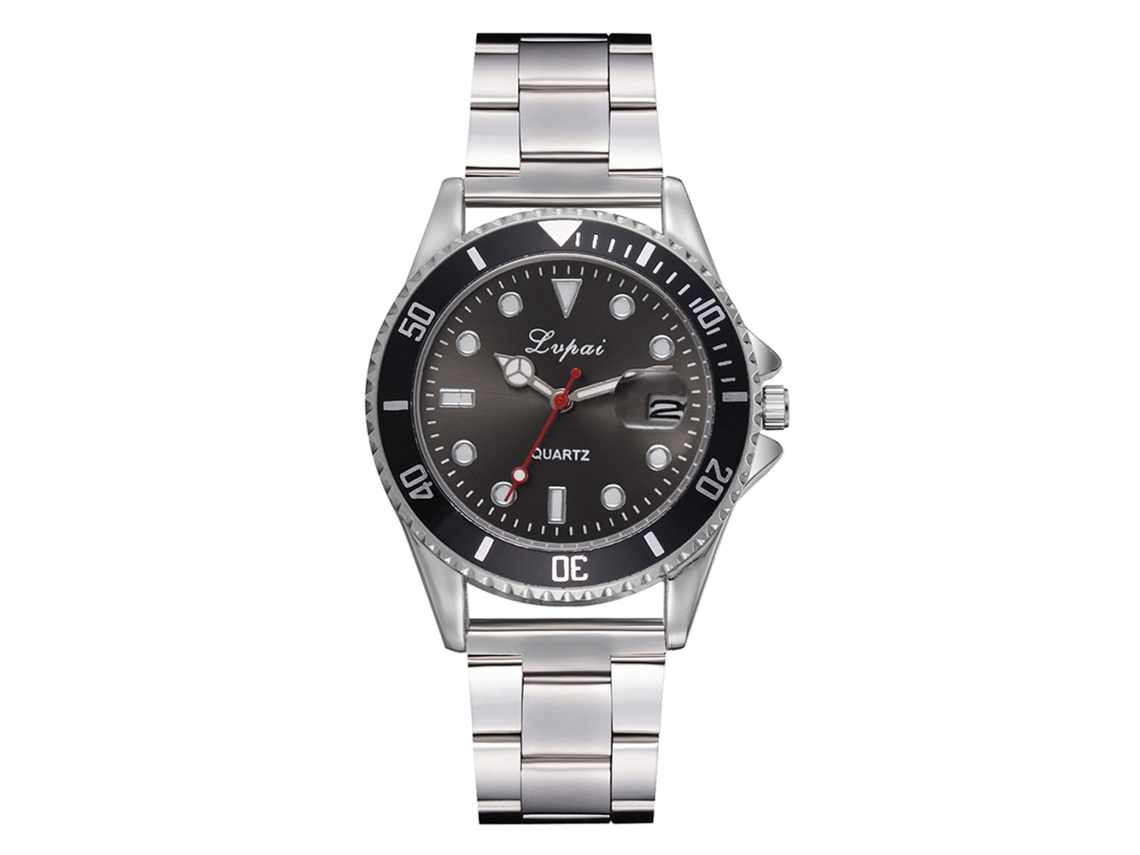 Reloj De Pulsera Unisex Para Negocios Con Brazalete De Acero Y Movimiento De Cuarzo Negro Sencillo.